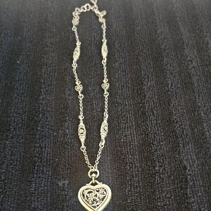 Brighton Silver Heart Necklace with Intricate Chain